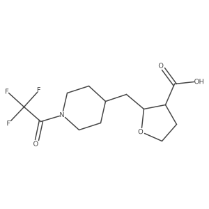 rac-(2R,3R)-2-{[1-(2,2,2-trifluoroacetyl)piperidin-4-yl]methyl}oxolane-3-carboxylic acid结构式
