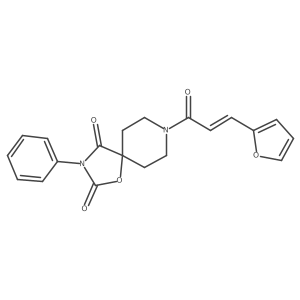 8-[(2E)-3-(furan-2-yl)prop-2-enoyl]-3-phenyl-1-oxa-3,8-diazaspiro[4.5]decane-2,4-dione结构式