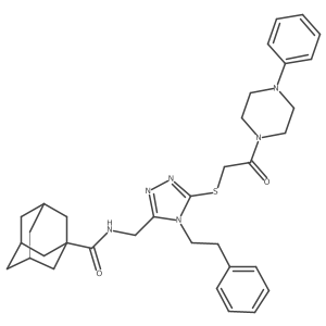 (1s,3s)-N-((5-((2-oxo-2-(4-phenylpiperazin-1-yl)ethyl)thio)-4-phenethyl-4H-1,2,4-triazol-3-yl)methyl)adamantane-1-carboxamide结构式