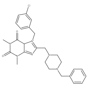 8-[(4-benzylpiperazin-1-yl)methyl]-7-[(3-chlorophenyl)methyl]-1,3-dimethyl-5H-purin-7-ium-2,6-dione Structure