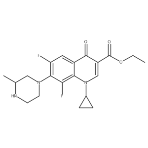 Ethyl (S)-1-cyclopropyl-6,8-difluoro-7-(3-methylpiperazin-1-yl)-4-oxo-1,4-dihydroquinoline-3-carboxylate结构式
