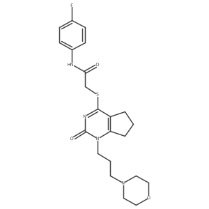 N-(4-fluorophenyl)-2-((1-(3-morpholinopropyl)-2-oxo-2,5,6,7-tetrahydro-1H-cyclopenta[d]pyrimidin-4-yl)thio)acetamide结构式