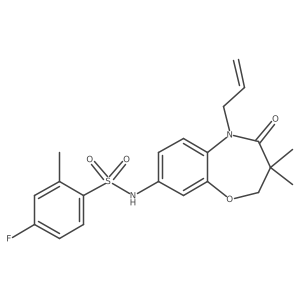 N-(5-allyl-3,3-dimethyl-4-oxo-2,3,4,5-tetrahydrobenzo[b][1,4]oxazepin-8-yl)-4-fluoro-2-methylbenzenesulfonamide结构式