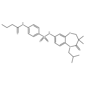 N-(4-(N-(5-isobutyl-3,3-dimethyl-4-oxo-2,3,4,5-tetrahydrobenzo[b][1,4]oxazepin-8-yl)sulfamoyl)phenyl)butyramide结构式