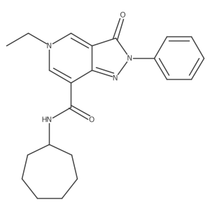 N-cycloheptyl-5-ethyl-3-oxo-2-phenyl-3,5-dihydro-2H-pyrazolo[4,3-c]pyridine-7-carboxamide结构式