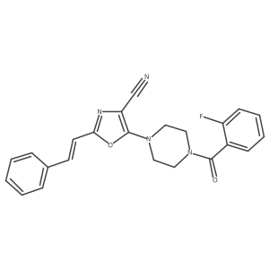 (E)-5-(4-(2-fluorobenzoyl)piperazin-1-yl)-2-styryloxazole-4-carbonitrile结构式