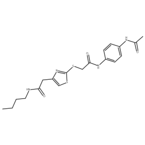 N-(4-acetamidophenyl)-2-((4-(2-(butylamino)-2-oxoethyl)thiazol-2-yl)thio)acetamide结构式
