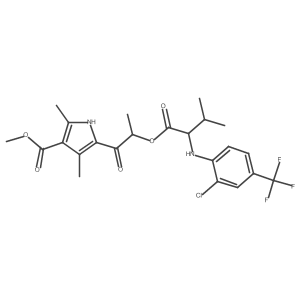 N-[2-Chloro-4-(trifluoromethyl)phenyl]-L-valine 2-[4-(methoxycarbonyl)-3,5-dimethyl-1H-pyrrol-2-yl]-1-methyl-2-oxoethyl ester结构式