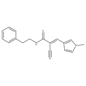 2-cyano-3-(1-methyl-1H-pyrazol-4-yl)-N-(2-phenylethyl)prop-2-enamide Structure