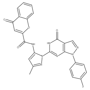 N-(1-(1-(4-fluorophenyl)-4-oxo-4,5-dihydro-1H-pyrazolo[3,4-d]pyrimidin-6-yl)-3-methyl-1H-pyrazol-5-yl)-4-oxo-4H-chromene-2-carboxamide Structure