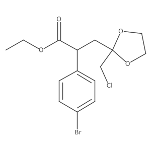 Ethyl 2-(4-bromophenyl)-3-(2-(chloromethyl)-1,3-dioxolan-2-yl)propanoate结构式