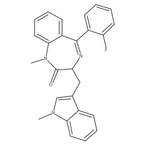 (3R)-5-(2-fluorophenyl)-1-methyl-3-[(1-methylindol-3-yl)methyl]-3H-1,4-benzodiazepin-2-one结构式