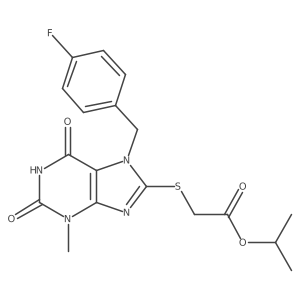 isopropyl 2-((7-(4-fluorobenzyl)-3-methyl-2,6-dioxo-2,3,6,7-tetrahydro-1H-purin-8-yl)thio)acetate Structure