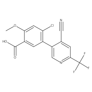4-Chloro-5-(4-cyano-6-trifluoromethyl-pyridin-3-yl)-2-methoxy-benzoic acid结构式