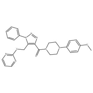 COc1ccc(N2CCN(C(=O)c3nnn(-c4ccccc4)c3CSc3ncccn3)CC2)cc1结构式