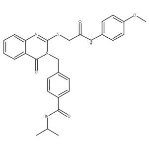 N-isopropyl-4-((2-((2-((4-methoxyphenyl)amino)-2-oxoethyl)thio)-4-oxoquinazolin-3(4H)-yl)methyl)benzamide结构式