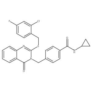 4-((2-((2-chloro-4-fluorobenzyl)thio)-4-oxoquinazolin-3(4H)-yl)methyl)-N-cyclopropylbenzamide Structure
