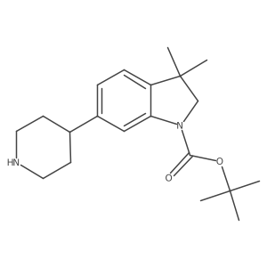 1,1-Dimethylethyl 2,3-dihydro-3,3-dimethyl-6-(4-piperidinyl)-1H-indole-1-carboxylate结构式