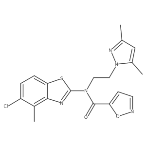 N-(5-chloro-4-methylbenzo[d]thiazol-2-yl)-N-(2-(3,5-dimethyl-1H-pyrazol-1-yl)ethyl)isoxazole-5-carboxamide结构式