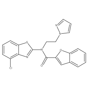 N-(2-(1H-pyrazol-1-yl)ethyl)-N-(4-chlorobenzo[d]thiazol-2-yl)benzofuran-2-carboxamide结构式