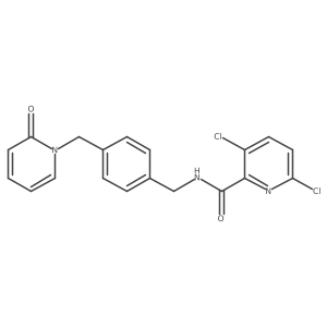 3,6-dichloro-N-[[4-[(2-oxo-1-pyridyl)methyl]phenyl]methyl]pyridine-2-carboxamide结构式