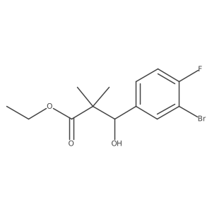 Ethyl 3-(3-bromo-4-fluorophenyl)-3-hydroxy-2,2-dimethylpropanoate结构式