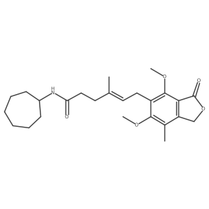 (4E)-N-cycloheptyl-6-(4,6-dimethoxy-7-methyl-3-oxo-1,3-dihydro-2-benzofuran-5-yl)-4-methylhex-4-enamide结构式
