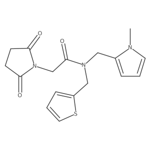 2-(2,5-dioxopyrrolidin-1-yl)-N-((1-methyl-1H-pyrrol-2-yl)methyl)-N-(thiophen-2-ylmethyl)acetamide Structure