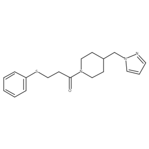 1-(4-((1H-pyrazol-1-yl)methyl)piperidin-1-yl)-3-(phenylthio)propan-1-one Structure