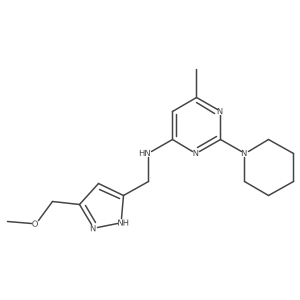 N-[[3-(methoxymethyl)-1H-pyrazol-5-yl]methyl]-6-methyl-2-piperidin-1-ylpyrimidin-4-amine Structure
