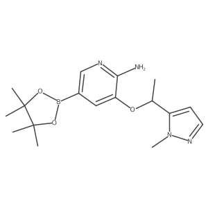 3-[1-(1-Methyl-1H-pyrazol-5-yl)ethoxy]-5-(4,4,5,5-tetramethyl-1,3,2-dioxaborolan-2-yl)-2-pyridinamine结构式