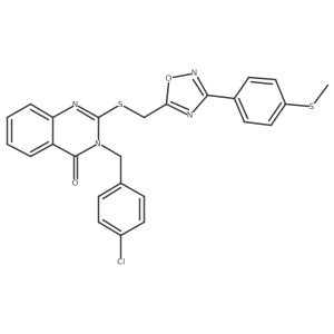 3-(4-chlorobenzyl)-2-(((3-(4-(methylthio)phenyl)-1,2,4-oxadiazol-5-yl)methyl)thio)quinazolin-4(3H)-one结构式