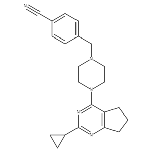 4-[(4-{2-cyclopropyl-5H,6H,7H-cyclopenta[d]pyrimidin-4-yl}piperazin-1-yl)methyl]benzonitrile结构式