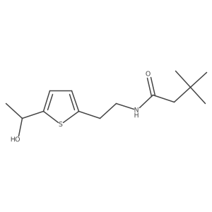 N-(2-(5-(1-hydroxyethyl)thiophen-2-yl)ethyl)-3,3-dimethylbutanamide结构式