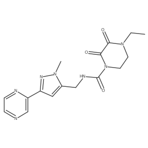 4-ethyl-N-((1-methyl-3-(pyrazin-2-yl)-1H-pyrazol-5-yl)methyl)-2,3-dioxopiperazine-1-carboxamide结构式