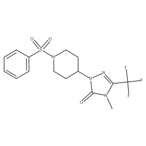4-methyl-1-(1-(phenylsulfonyl)piperidin-4-yl)-3-(trifluoromethyl)-1H-1,2,4-triazol-5(4H)-one结构式