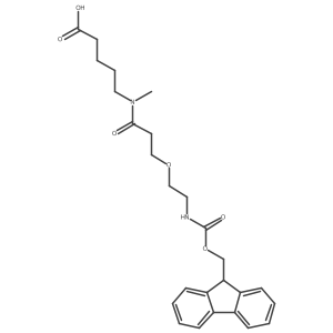 5-{3-[2-({[(9H-fluoren-9-yl)methoxy]carbonyl}amino)ethoxy]-N-methylpropanamido}pentanoic acid结构式