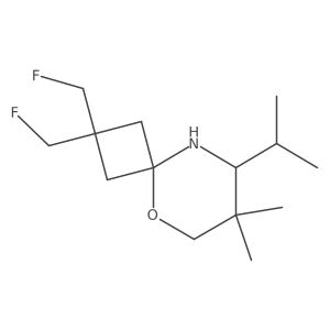 2,2-Bis(fluoromethyl)-7,7-dimethyl-8-(propan-2-yl)-5-oxa-9-azaspiro[3.5]nonane结构式