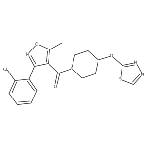 (4-((1,3,4-Thiadiazol-2-yl)oxy)piperidin-1-yl)(3-(2-chlorophenyl)-5-methylisoxazol-4-yl)methanone结构式