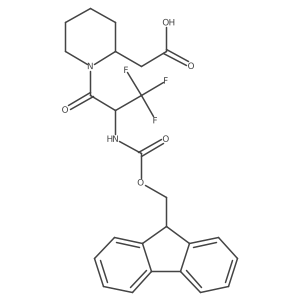 2-[(2R)-1-[2-({[(9H-fluoren-9-yl)methoxy]carbonyl}amino)-3,3,3-trifluoropropanoyl]piperidin-2-yl]acetic acid Structure