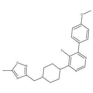 5-Fluoro-4-(4-methoxyphenyl)-6-{4-[(5-methyl-1,2,4-oxadiazol-3-yl)methyl]piperazin-1-yl}pyrimidine结构式