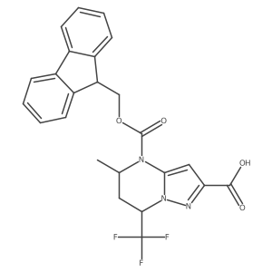 4-{[(9H-fluoren-9-yl)methoxy]carbonyl}-5-methyl-7-(trifluoromethyl)-4H,5H,6H,7H-pyrazolo[1,5-a]pyrimidine-2-carboxylic acid结构式
