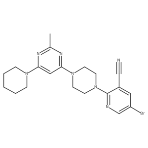 5-Bromo-2-{4-[2-methyl-6-(piperidin-1-yl)pyrimidin-4-yl]piperazin-1-yl}pyridine-3-carbonitrile结构式