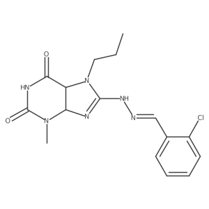 8-[(2E)-2-[(2-chlorophenyl)methylidene]hydrazinyl]-3-methyl-7-propyl-4,5-dihydropurine-2,6-dione结构式