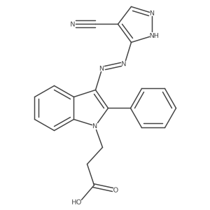 3-[2-(4-Cyano-1H-pyrazol-3-yl)diazenyl]-2-phenyl-1H-indole-1-propanoic acid结构式