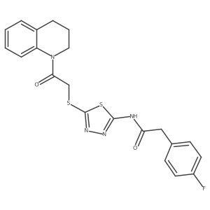 N-(5-((2-(3,4-dihydroquinolin-1(2H)-yl)-2-oxoethyl)thio)-1,3,4-thiadiazol-2-yl)-2-(4-fluorophenyl)acetamide结构式