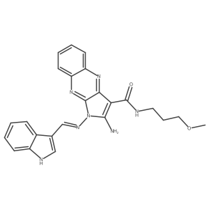 (E)-1-(((1H-indol-3-yl)methylene)amino)-2-amino-N-(3-methoxypropyl)-1H-pyrrolo[2,3-b]quinoxaline-3-carboxamide结构式