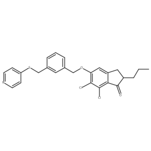 6,7-Dichloro-2-propyl-5-((3-((pyridin-4-ylthio)methyl)benzyl)oxy)-2,3-dihydro-1H-inden-1-one结构式