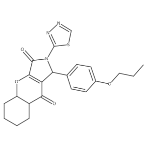 1-(4-propoxyphenyl)-2-(1,3,4-thiadiazol-2-yl)-4a,5,6,7,8,8a-hexahydro-1H-chromeno[2,3-c]pyrrole-3,9-dione Structure