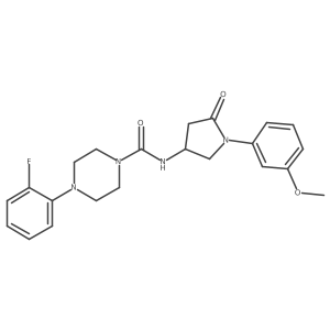 4-(2-fluorophenyl)-N-[1-(3-methoxyphenyl)-5-oxopyrrolidin-3-yl]piperazine-1-carboxamide结构式